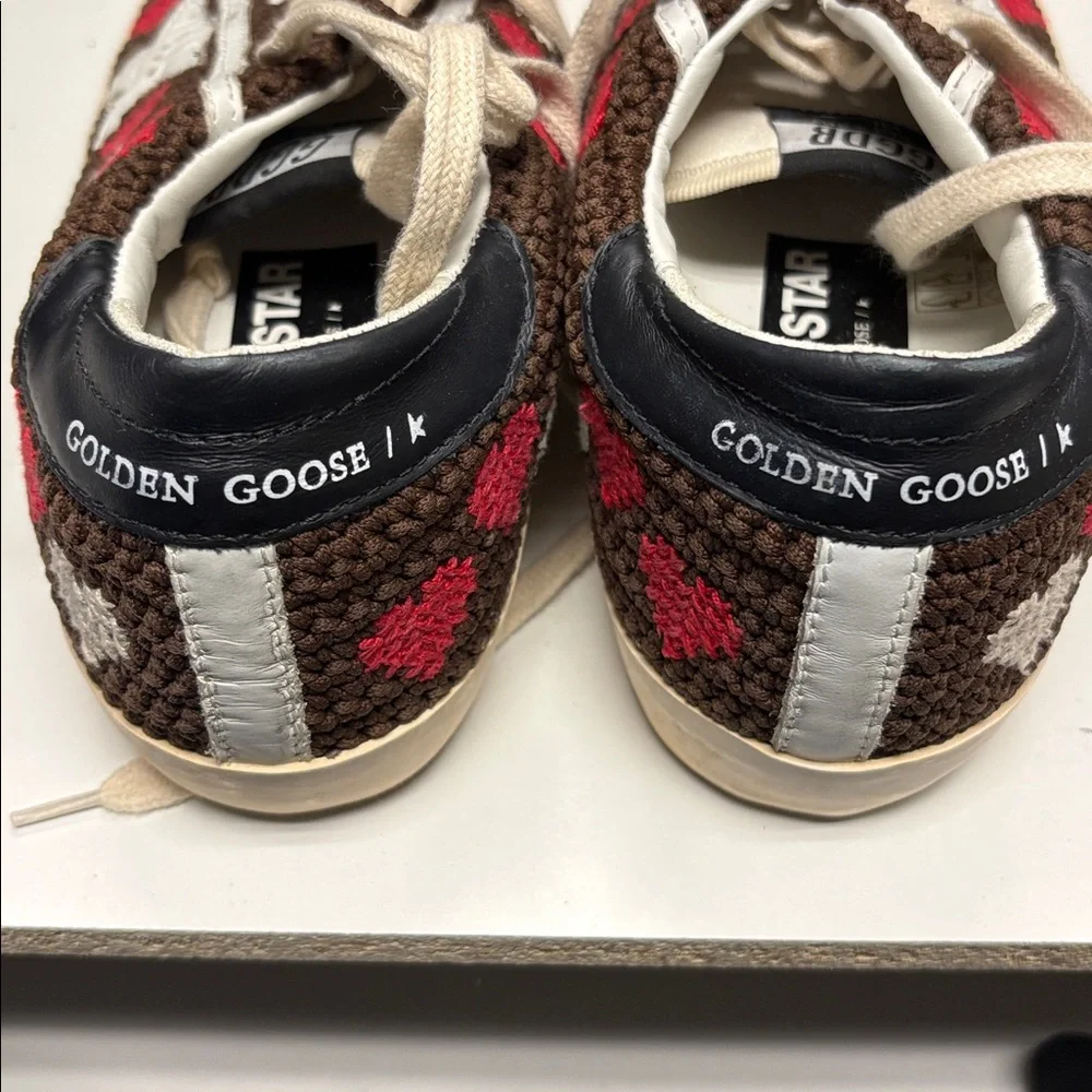Golden Goose Superstar Brown and Red Women's Sneakers Crochet 39 Size 9